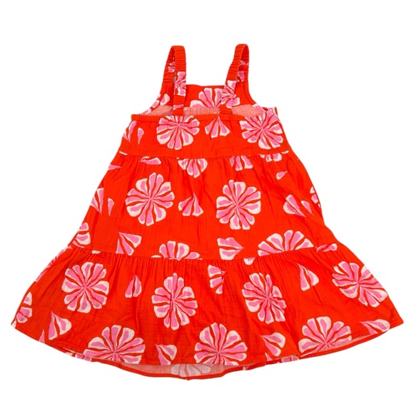 NWT Crewcuts Factory Girls’ Flower Gauze Tiered Dress in Bright Persimmon Multi - Picture 8 of 9